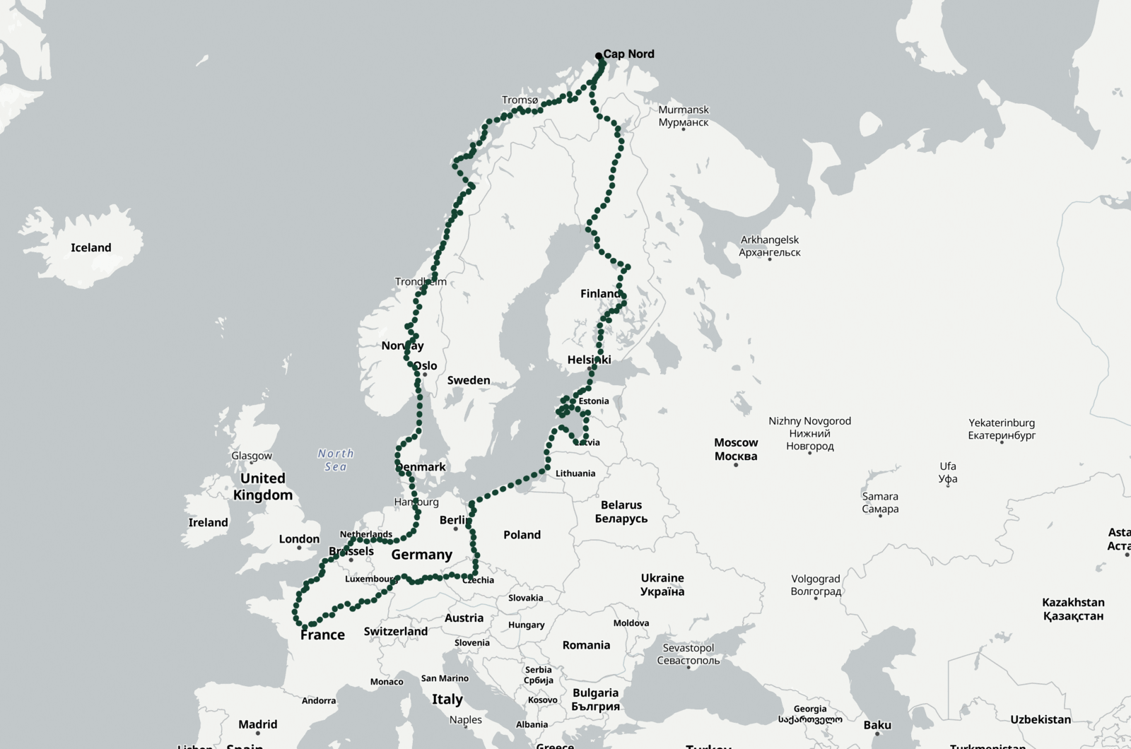 11 000 km à parcourir à travers l'Europe.